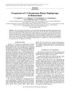 Russian Journal of Genetics, Vol. 41, No. 8, 2005, pp. 928–931. Translated from Genetika, Vol. 41, No. 8, 2005, pp. 1132–1136. Original Russian Text Copyright © 2005 by Kharkov, Stepanov, Feshchenko, Borinskaya, Yankovsky, Puzyrev.