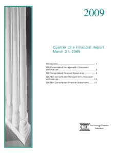 2009  Quarter One Financial Report March 31, 2009  Introduction .................................................... 1