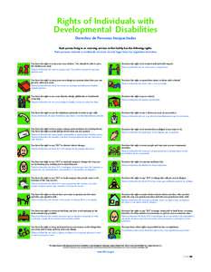 Rights of Individuals with Developmental Disabilities Handout - English and Spanish