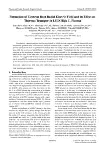 Plasma and Fusion Research: Regular Articles  Volume 8, Formation of Electron-Root Radial Electric Field and its Eﬀect on Thermal Transport in LHD High T e Plasma