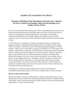 Prediction / Earth / Luis Donaldo Colosio / Mexico / National Environmental Policy Act / Wastewater / Environmental impact assessment / United States Environmental Protection Agency / Water industry / Environment / Impact assessment / Sewerage