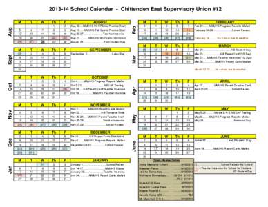 [removed]School Calendar - Chittenden East Supervisory Union #12  Jan