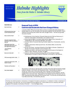 Volume 1, Issue 3 November 2008 Inside this Issue: Notes from the Dean