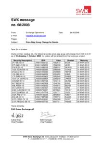 Price Step Group Change for Bonds