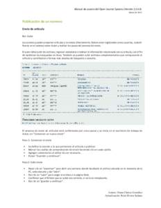 Manual de usuario del Open Journal Systems (VersiónMarzo de 2012 Publicación de un número Envío de artículo Rol: Autor