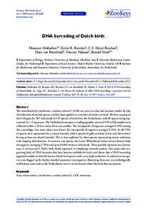 DNA barcoding of Dutch birds