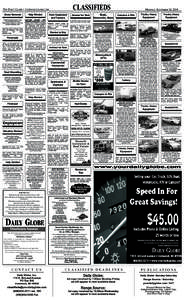 CLASSIFIEDS  The daily Globe • yourdailyGlobe.coM Snow Removal  Help Wanted