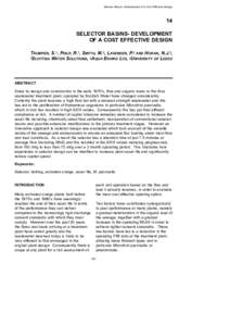 Selector Basins- Development of a Cost Effective Design  14 SELECTOR BASINS- DEVELOPMENT OF A COST EFFECTIVE DESIGN TRUMPER, S.1, PHILP, R.1, SMYTH, M.2, LAVENDER, P.2 AND HORAN, N.J.3,