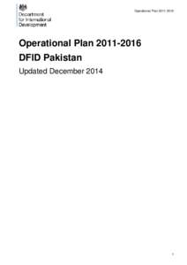 DFID Pakistan Operational Plan[removed]