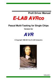 Profi Driver Manual  E-LAB AVRco Pascal Multi-Tasking for Single Chips Version for