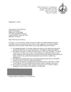 Mike Looney, Ed.D., Superintendent 1320 West Main Street, Suite 202 Franklin, Tennessee[removed]Phone[removed]Fax[removed]