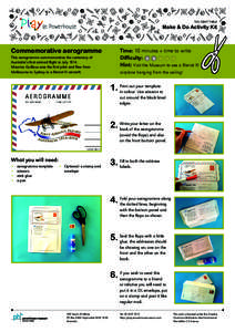 THE CRAFT TABLE  Make & Do Activity Kit Commemorative aerogramme This aerogramme commemorates the centenary of