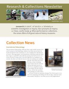 Research & Collections Newsletter  September 2013 re•search (ri-sûrch′, rē′sûrch) n. 1. Scholarly or scientific investigation or inquiry. See synonyms at inquiry.