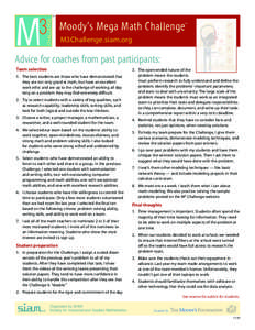 TM  Moody’s Mega Math Challenge TM