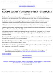 Cardiac Science is official supplier to Euro 2012 | Manchester Evening News - menmedia.co.uk[removed]:20 AM MANCHESTER,EVENING,NEWS Business
