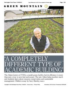 Sustainable building / Low-energy building / Environmental engineering / Sustainable gardening / Rubenstein School of Environment and Natural Resources / Green roof / Aiken / Burlington /  Vermont / Stormwater / Architecture / Environment / Sustainable architecture