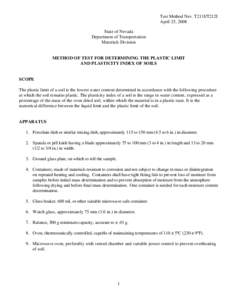 Test Method Nev. T211I/T212I April 25, 2008 State of Nevada Department of Transportation Materials Division