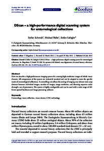 A peer-reviewed open-access journal  ZooKeys 209: 183–[removed]DScan – a high-performance digital scanning system for entomological collections