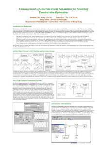 Enhancements of Discrete-Event Simulation for Modeling Construction Operations Student : Mr. Hong ZHANG Supervisor : Dr. C.M. TAM Programme : Doctor of Philosophy Department of Building and Construction, City University 