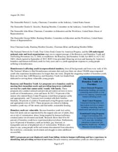 August 20, 2014  The Honorable Patrick J. Leahy, Chairman, Committee on the Judiciary, United States Senate The Honorable Charles E. Grassley, Ranking Member, Committee on the Judiciary, United States Senate The Honorabl