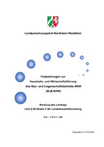 Landesrechnungshof Nordrhein-Westfalen  Feststellungen zur Haushalts- und Wirtschaftsführung des Bau- und Liegenschaftsbetriebs NRW (BLB NRW)