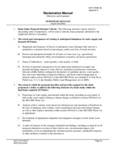 WTR TRMR-65 Appendix A Reclamation Manual Directives and Standards TEMPORARY RELEASE