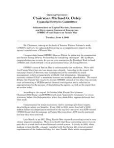 Subprime mortgage crisis / Finance / Business / Sarbanes–Oxley Act / Government-sponsored enterprise / Office of Federal Housing Enterprise Oversight / James B. Lockhart III / Federal takeover of Fannie Mae and Freddie Mac / Mortgage industry of the United States / Economy of the United States / Fannie Mae