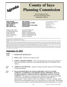 County of Inyo Planning Commission Board of Supervisors Room Inyo County Administrative Center Independence, California FRANK STEWART