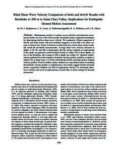 Bulletin of the Seismological Society of America, Vol. 95, No. 6, pp. 2506–2516, December 2005, doi: [removed][removed]Blind Shear-Wave Velocity Comparison of ReMi and MASW Results with Boreholes to 200 m in Santa Cl