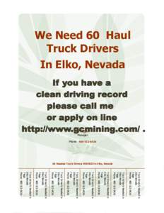 We Need 60 Haul Truck Drivers In Elko, Nevada Tiege