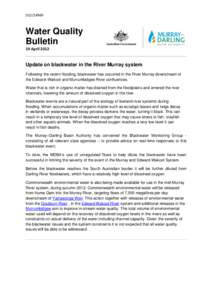 Water Quality Bulletin: Update on blackwater in the River Murray system-19 April 2012