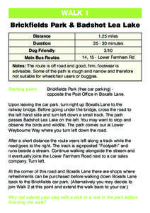 WALK 1 Brickfields Park & Badshot Lea Lake Distance