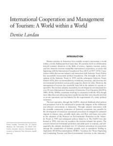 International Cooperation and Managment of Tourism: A World within a World