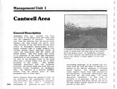 Management Unit 1  Cantwell Area General Description Management Unit one includes