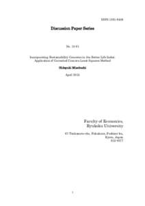 ISSNDiscussion Paper Series NoIncorporating Sustainability Concerns in the Better Life Index: