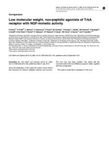 Low molecular weight, non-peptidic agonists of TrkA receptor with NGF-mimetic activity