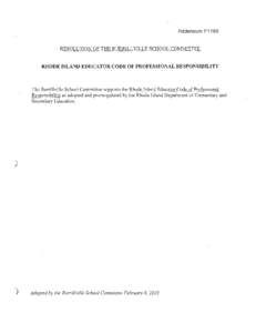 Addendum P1160  RESOLUTION OF THE BURRILLVILLE SCHOOL COMMITTEE RHODE ISLAND EDUCATOR CODE OF PROFESSIONAL RESPONSIBILITY