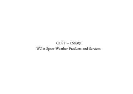 COST – ES0803 WG2: Space Weather Products and Services Timetable  Change of WG2 (co‐)leader