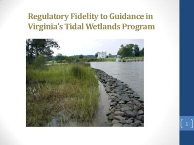 Regulatory Fidelity to Guidance in Virginia’s Tidal Wetlands Program 1  Virginia Tidal Wetlands Act