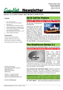 Volume 5, Issue 3, 2013 Quarterly Newsletter ISSN[removed]Print GreyNet