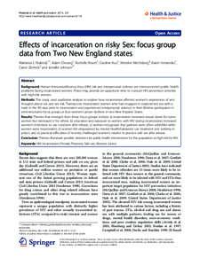 Effects of incarceration on risky Sex: focus group data from Two New England states