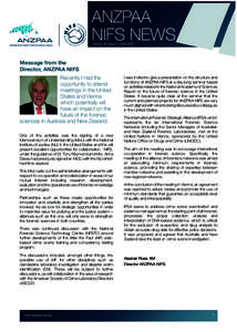 ANZPAA NIFS NEWS Volume 13, Issue 1 – April 2012 Message from the Director, ANZPAA NIFS