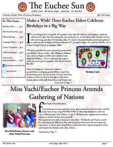 The Euchee Sun yUjEha nAnû - We Euchee People - sûkAnAnû - Are Still Here A Euchee (Yuchi) Tribe of Indians Newsletter									  In This Issue...