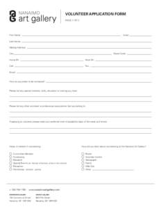 volunteer application Form page 1 of 2 First Name:											Initial:			 	 Last Name: