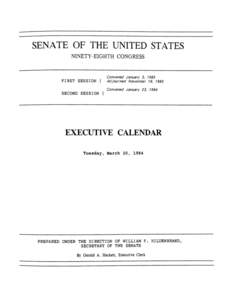 SENATE OF THE UNITED STATES NINETY-EIGHTH CONGRESS FIR ST SESSION {  Convened January 3, 1983