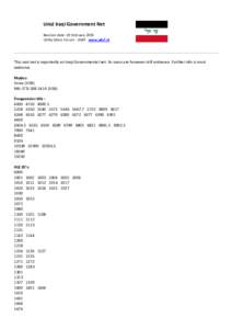 Unid Iraqi Government Net Revision date: 19 February 2016 Utility DXers Forum - UDXF www.udxf.nl This vast net is reportedly an Iraqi Governmental net. Its users are however still unknown. Further info is most welcome.