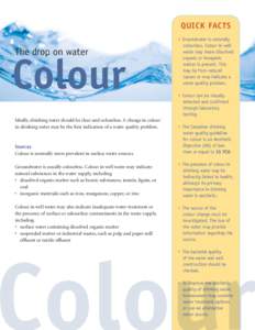 QUICK FACTS  The drop on water Colour Ideally, drinking water should be clear and colourless. A change in colour