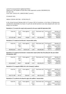 Lonmin Plc (Incorporated in England and Wales) (Registered in the Republic of South Africa under registration numberJSE code: LON Issuer Code: LOLMI & ISIN : GB0031192486 (