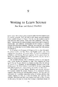 9  Writing to Learn Science Rae Bruce and Rodney Mansfield  In the science lab students gather around a table with two teachers and