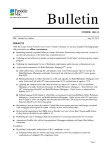 Bulletin NUMBER: [removed]TO: Freddie Mac Sellers May 15, 2012